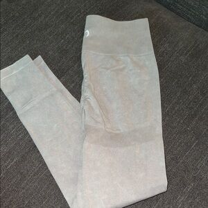 TLF Taupe Tan Gray High-Waisted Leggings with Scrunch Booty